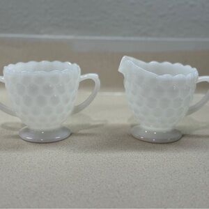 White Milk Glass Creamer and Sugar Set